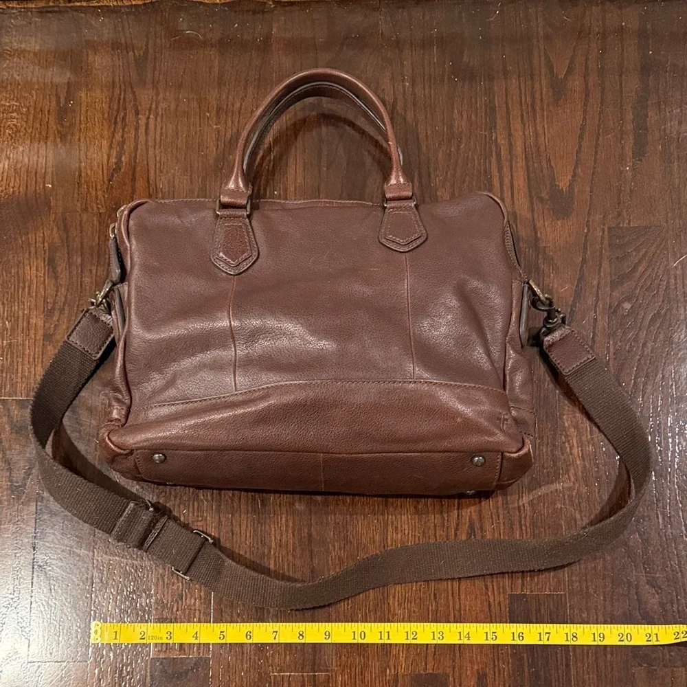 Frye Brown Leather Men's Bag Brief Case Removable Strap